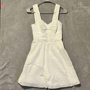 Express Women Dress 0 White Tank Floral Mini Eyelet Embroidered MSRP $88 NWT